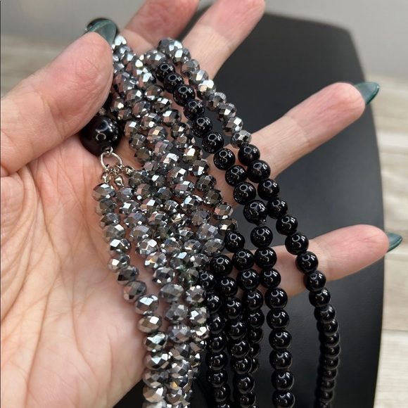 Sparkling Silver Glass Beaded Necklace - Picture 7 of 7